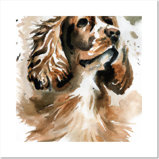 Spaniel Watercolor Painting - Dog Lover Gifts Wall Art by Edd Paint Something